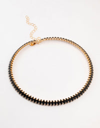 Gold Black Diamante Wrapped Stretch Choker - link has visual effect only