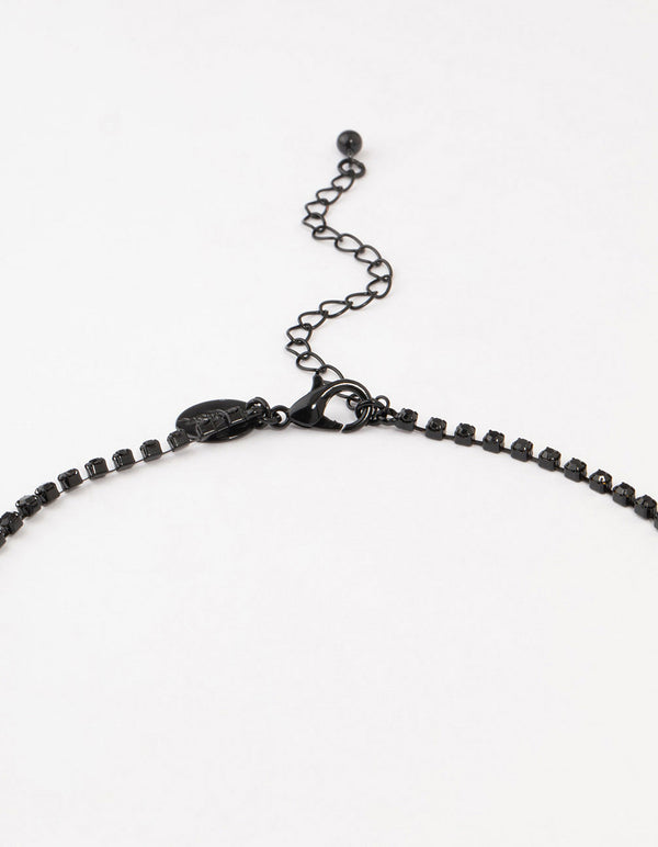 Black Coated Cup Chain Cascading Y-Necklace