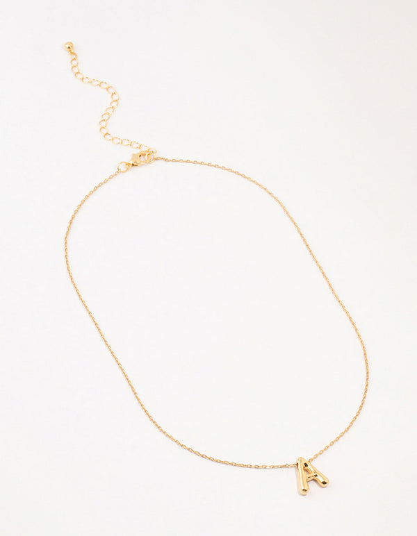 Gold Plated Bubble Letter A Necklace