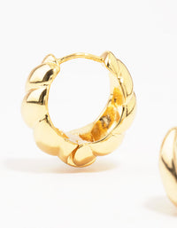 Gold Plated Textured Hoop Earrings - link has visual effect only