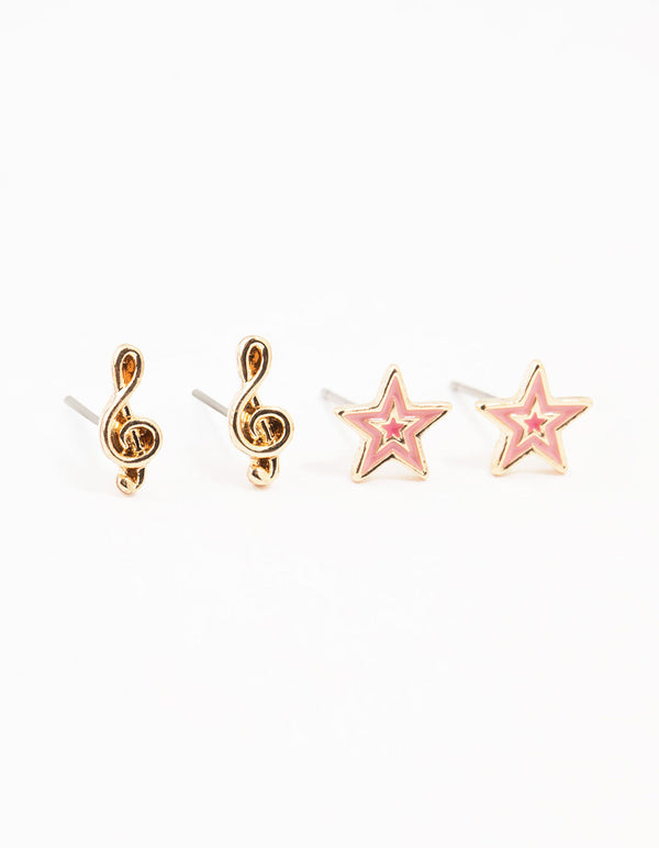 Gold Star Cow Girl Earrings 3-Pack