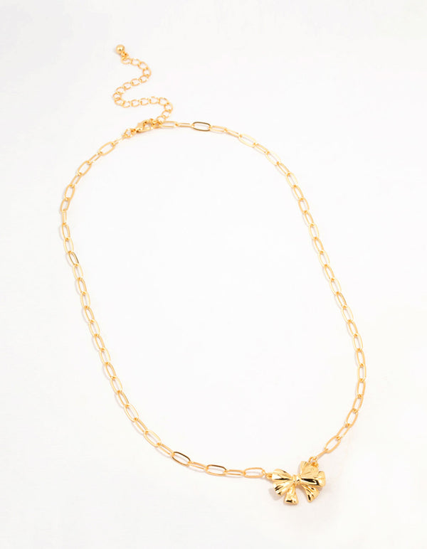 Real Gold Plated Bow Link Necklace