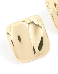 Gold Plated Curved Square Stud Earrings - link has visual effect only