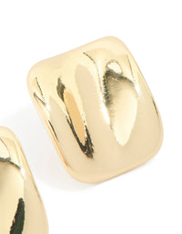 Gold Plated Curved Square Stud Earrings - link has visual effect only