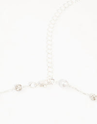 Silver Pearl & Diamante Station Waist Chain - link has visual effect only