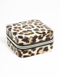 Leopard Print PU Leather Square Jewellery Case - link has visual effect only