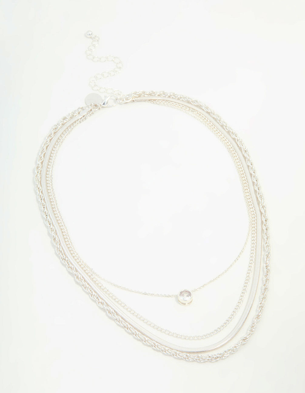 Silver Chain & Diamante Layered Necklace