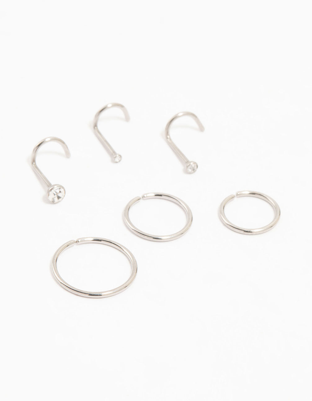 Titanium Fine Graduating Nose Stud & Ring 6-Pack