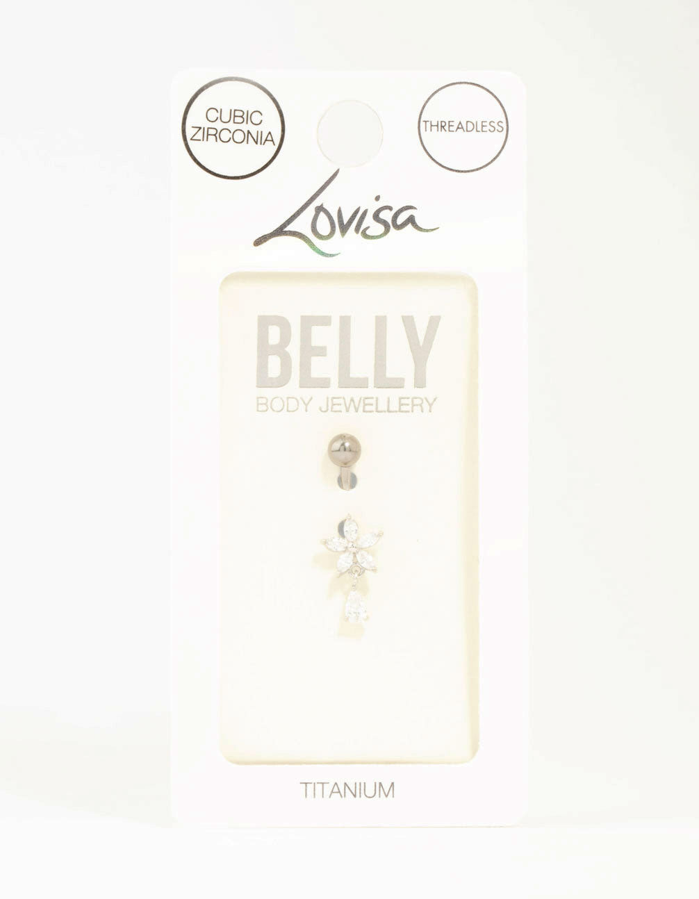 Titanium Cubic Zirconia Flower Threadless  Belly Bar