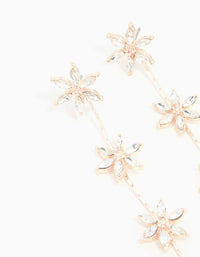 Rose Gold Diamante Flower Trail Drop Earrings - link has visual effect only