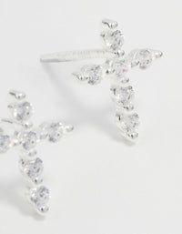 Sterling Silver Marquise Cubic Zirconia Cross Stud Earrings - link has visual effect only