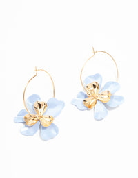 Blue Pearlised Flower Hoop Earrings - link has visual effect only