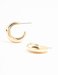 Gold Line Edge Small Hoop Earrings - link has visual effect only