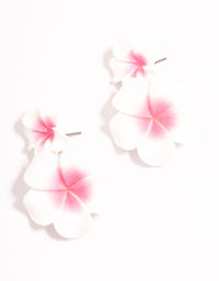 Pink Frangipani Acrylic Drop Earrings - link has visual effect only