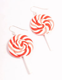 Red Swirled Lollipop Drop Earrings - link has visual effect only