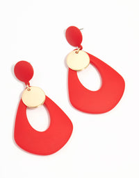 Red Coated Metal Trapeze Drop Earrings - link has visual effect only