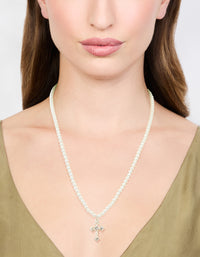 Silver Pearl Cross Pendant Necklace - link has visual effect only