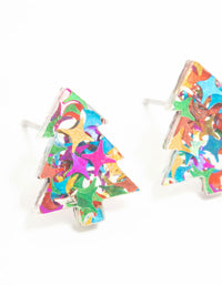 Glitter Acrylic Tree Stud Earrings - link has visual effect only