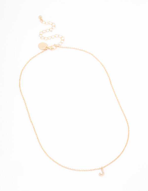 Gold Plated Cubic Zirconia Letter J Necklace
