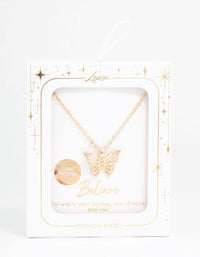 Gold Plated Cubic Zirconia Butterfly Necklace - link has visual effect only