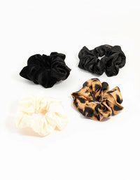 Black & Neutral Fabric Xmas Scrunchies 4-Pack - link has visual effect only