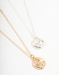 Mixed Metals Organic Round Diamante Star Necklaces 2-Pack - link has visual effect only