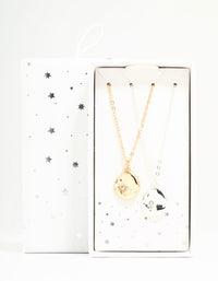 Mixed Metals Organic Round Diamante Star Necklaces 2-Pack - link has visual effect only