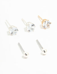 Mixed Metals Classic Stud Earrings 8-Pack - link has visual effect only