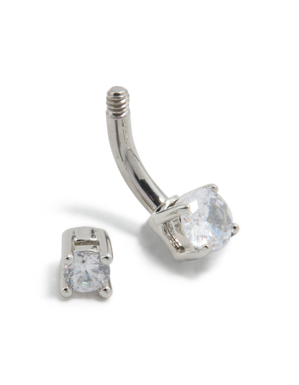 Titanium Mini Round Cubic Zirconia Belly Bar