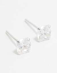 Sterling Silver Cushion Cut Diamante Stud Earrings - link has visual effect only