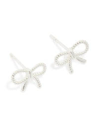 Sterling Silver Textured Bow Stud Earrings - link has visual effect only