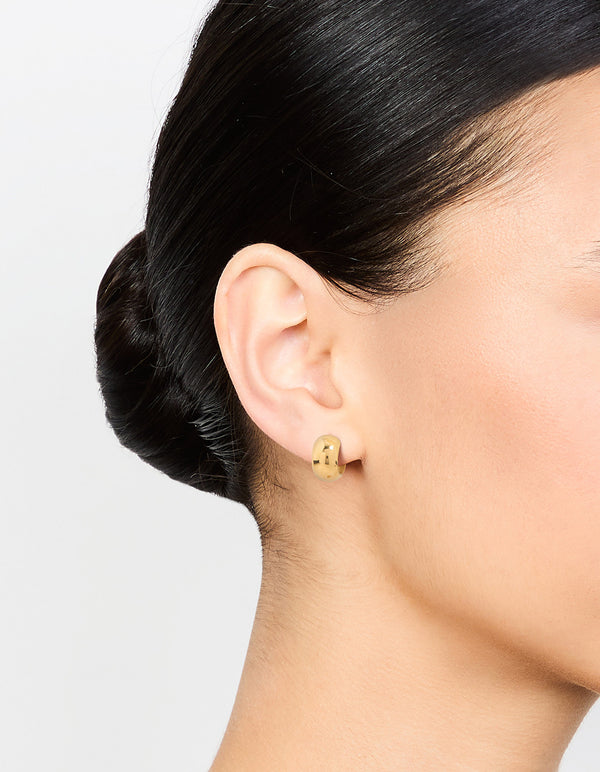 Waterproof Gold Plated Stainless Steel Mini Bubble Huggie Earrings