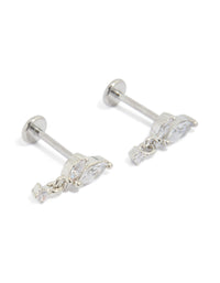 Surgical Steel Cubic Zirconia Leaf Flat Back Studs - link has visual effect only