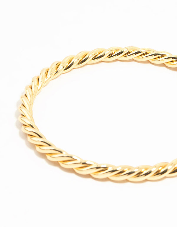 Gold Twisted Round Bangle