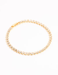 Gold Round Diamante Tennis Bracelet - link has visual effect only