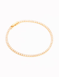 Gold Mini Round Cubic Zirconia Tennis Bracelet - link has visual effect only