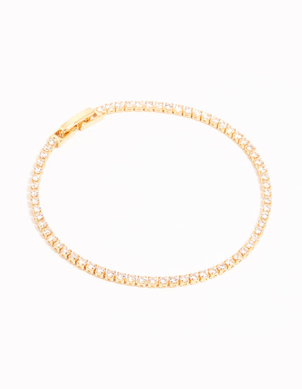 Gold Mini Round Cubic Zirconia Tennis Bracelet