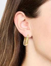 Waterproof Gold Plated Stainless Steel Rounded Square Hoop Earrings - link has visual effect only