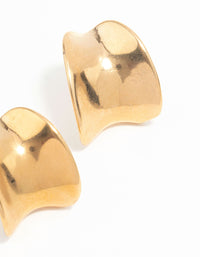 Waterproof Gold Plated Stainless Steel Rounded Hoop Stud Earrings - link has visual effect only