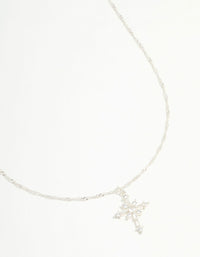 Silver Plated Cubic Zirconia Snowflake Cross Necklace - link has visual effect only