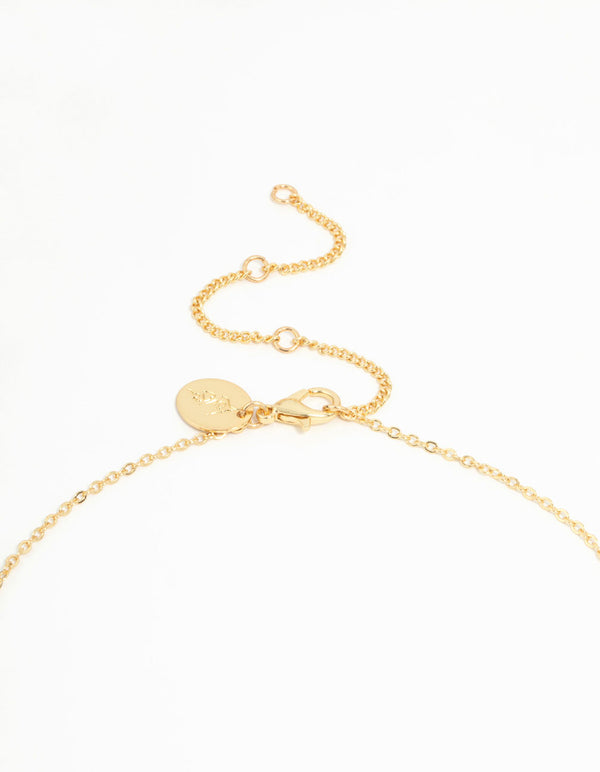 Gold Plated Cubic Zirconia Oval Cross Necklace