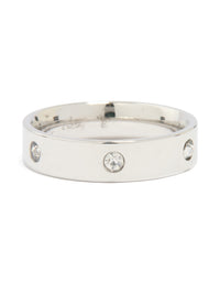 Waterproof Stainless Steel Cubic Zirconia Cocktail Band Ring - link has visual effect only