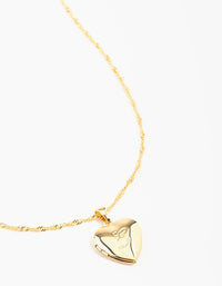 Gold Plated Heart Locket Initial E Necklace - link has visual effect only