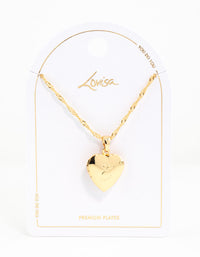 Gold Plated Heart Locket Initial E Necklace - link has visual effect only