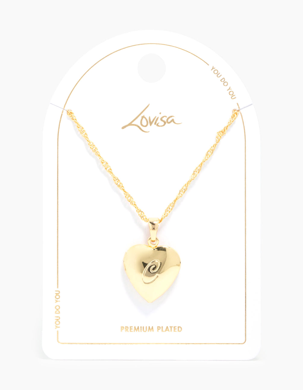 Gold Plated C Heart Locket Necklace