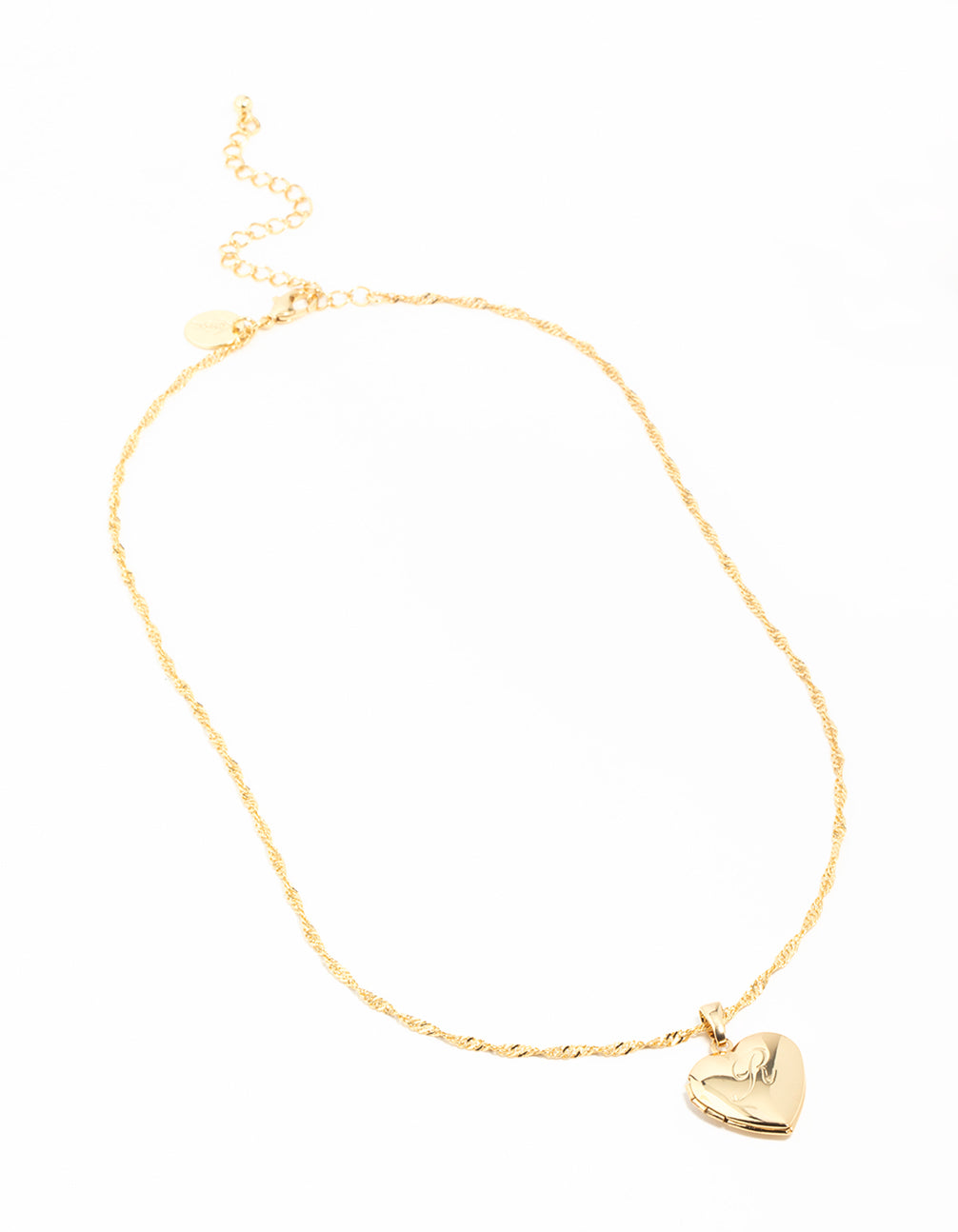 Gold Plated R Heart Locket Necklace