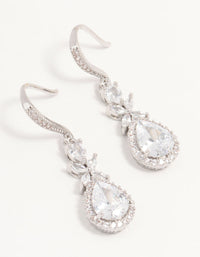 Silver Cubic Zirconia Halo Hook Earrings - link has visual effect only