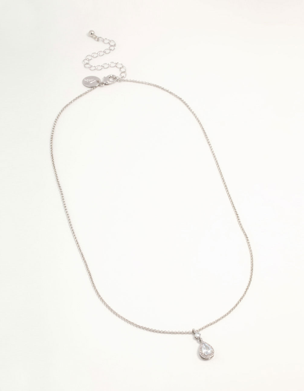 Silver Pear Cubic Zirconia Pendant Necklace