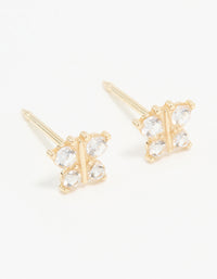 14K Solid Yellow Gold Cubic Zirconia Butterfly Piercing Stud - link has visual effect only