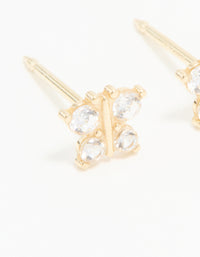 14K Solid Yellow Gold Cubic Zirconia Butterfly Piercing Stud - link has visual effect only